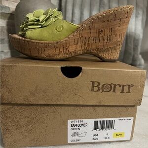 Born Safflower Green Wedge Sandals